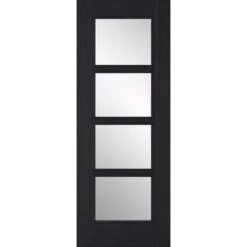 Vancouver Charcoal Black Pre-Finished 4 Glazed Clear Light Panels Interior Door - All Sizes