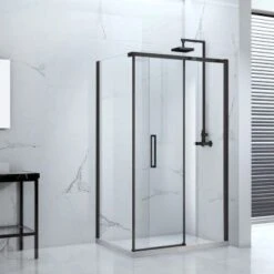 Onyx Black Framed Sliding Shower Door
