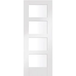 Shaker 4 Light Internal White Primed Door With Clear Glass