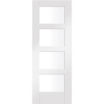Shaker 4 Light Internal White Primed Door With Clear Glass 1 Shaker 4 Light Internal White Primed Door With Clear Glass