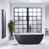 Aqua Summit Graphite Black Luxury Freestanding Double Ended Bath - 1680mm X 800mm