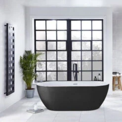 Aqua Summit Graphite Black Luxury Freestanding Double Ended Bath - 1680mm X 800mm