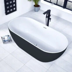 Aqua Summit Graphite Black Luxury Freestanding Double Ended Bath - 1680mm X 800mm 6 Aqua Summit Graphite Black Luxury Freestanding Double Ended Bath - 1680mm X 800mm -Build4less Shop graphite summit freestanding bath ls web 02