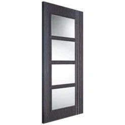 Zanzibar Ash Grey Pre-Finished 4 Glazed Clear Light Panels Interior Door - All Sizes