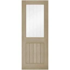 Belize Light Grey Pre-Finished 1 Glazed Clear With Frosted Lines Light Panel Interior Door - All Sizes