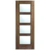 Vancouver Walnut Pre-Finished 4 Glazed Clear Light Panels Interior Fire Door FD30 - All Sizes
