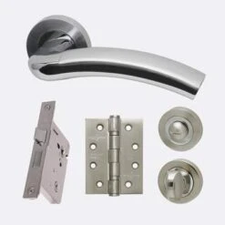 Jupiter Polished Chrome/Satin Chrome Handle Hardware Pack -Build4less Shop ironmongery jupiter privacy handle hardware pack