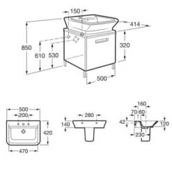 Roca The Gap 500mm Base Bathroom Unit - All Colours -Build4less Shop large technical line drawing 856967806 1