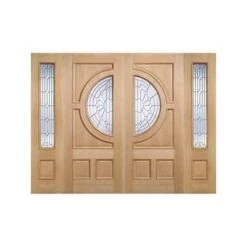 Empress Oak Unfinished 1 Double Glazed Bevelled Zinc Clear Light Panel External Door Sidelight - 457mm X 1980mm