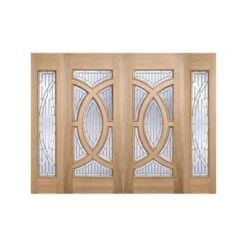 Majestic Oak Unfinished 7 Double Glazed Bevelled Zinc Clear Light Panels External Door - All Sizes