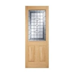 Winchester Oak Unfinished 1 Part Obscure Double Glazed Light Panel External Door - All Sizes
