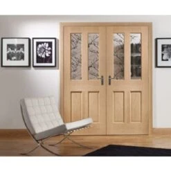 Malton Internal Oak Rebated Door Pair With Clear Bevelled Glass -Build4less Shop maltonpair3