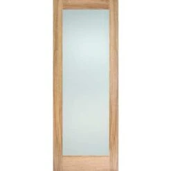 Oak Pattern 10 - 1 Glazed Frosted Light Panel Un-Finished Internal Door - All Sizes