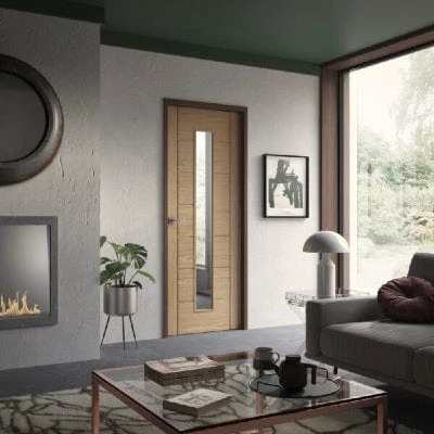 Palermo Original 1 Light Unfinished Oak Internal Door With Clear Glass 2 Palermo Original 1 Light Unfinished Oak Internal Door With Clear Glass - Image 2