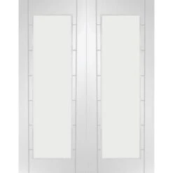 Palermo 1 Light White Primed Door Pair With Clear Glass