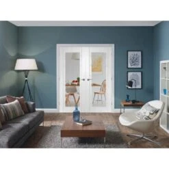 Palermo 1 Light White Primed Door Pair With Clear Glass -Build4less Shop palermowhitepair3