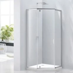 Purity Pentagonal Clear Glass Shower Enclosure & Tray