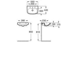 Roca Debba 550mm Basin - 2 Tap Holes -Build4less Shop roca debba basin a325995001
