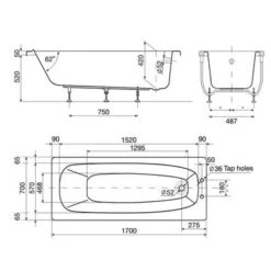 Roca Malaga Bath 1700 X 700mm 2 Tap Holes 5 Roca Malaga Bath 1700 X 700mm 2 Tap Holes -Build4less Shop roca malaga bath 248295000