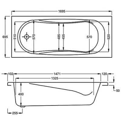 Roca Sureste Single Ended Acrylic Bath - 1700 X 700mm 2 Roca Sureste Single Ended Acrylic Bath - 1700 X 700mm - Image 2