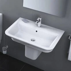 Roca The Gap Basin With Semi Pedestal 1 Tap Hole - 550 X 470 X 140mm -Build4less Shop roca the gap basin d41809 d41806 2