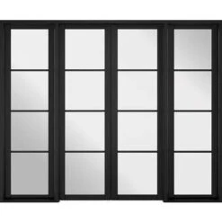 Soho Black Primed 16 Glazed Clear Light Panels Interior Room Divider - 2031mm X 2478mm