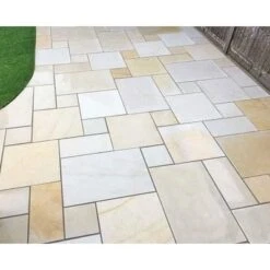 Indian Sandstone Patio Pack Kandla Grey (60 Slabs - 18.97m2 Per Pack) - All Colours 8 Indian Sandstone Patio Pack Kandla Grey (60 Slabs - 18.97m2 Per Pack) - All Colours -Build4less Shop sawn mint sandstone patio kit