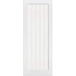 Moulded Textured Vertical White Primed 1 Glazed Clear With Frosted Lines Light Panel - All Sizes