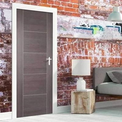 Vancouver Medium Grey Laminated 5 Panel Interior Fire Door FD30 - All Sizes 2 Vancouver Medium Grey Laminated 5 Panel Interior Fire Door FD30 - All Sizes - Image 2