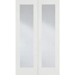 Pattern 20 White Primed 2 Glazed Clear Light Panels Pair Interior Doors - All Sizes